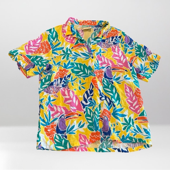Colorful Tropical Shirt Coverup - Picture 1 of 7